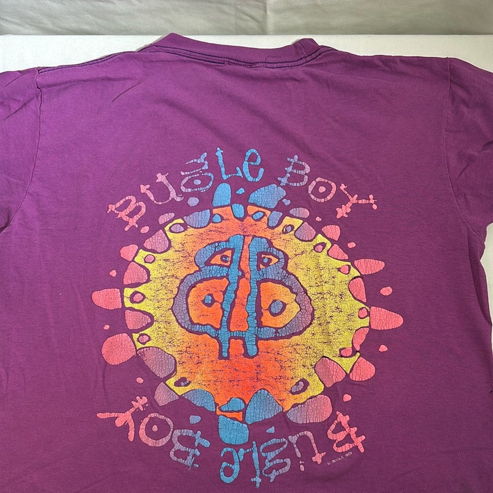 Amazing faded purple bugle boy, puffy taffy graphics, single stitch!